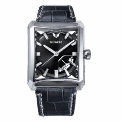 minase watch 7 windows leather band black