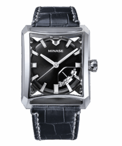 minase watch 7 windows leather band black
