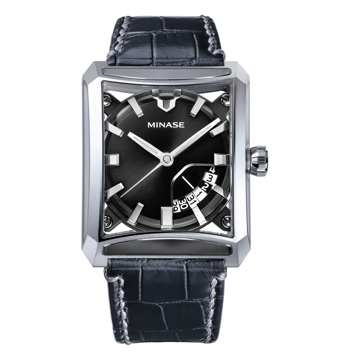 minase watches 7windows black leather