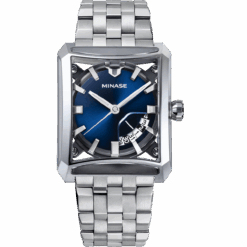 minase watch 7 windows stainless steel and blue dial