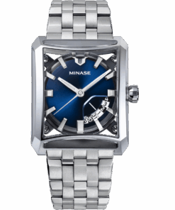 minase watch 7 windows stainless steel and blue dial