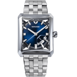 minase watch 7 windows stainless steel and blue dial