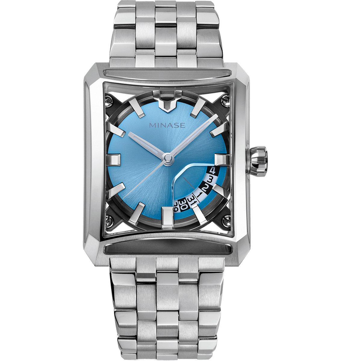 minase watch ice blue dial stainless steeel