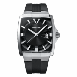 minase horizon rubber watch black dial