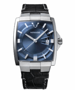 horizon leather minase watch blue dial