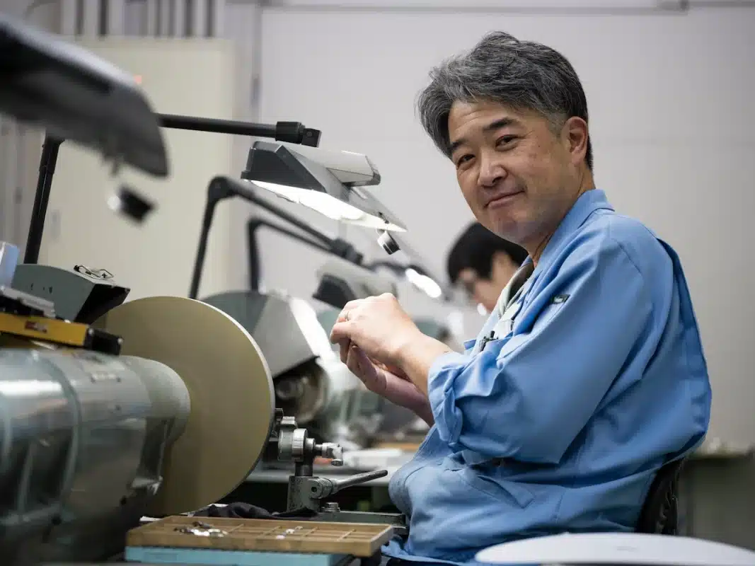 Japanese watchmaker at minase factury in Japan
