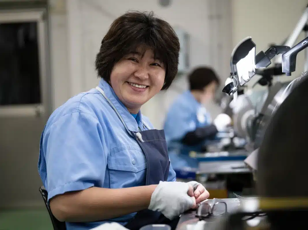 Japanese watchmaker at minase factury in Japan