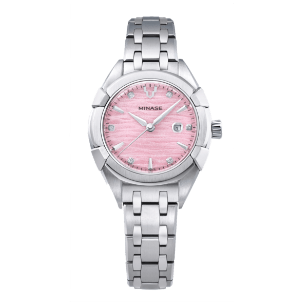 Minase Uruga 31mm on stainless steel bracelet with pink dial