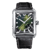7 windows 2.0 green dial leather strap