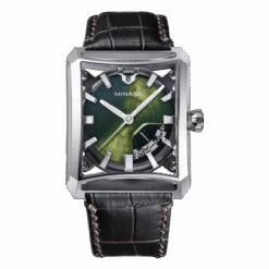 7 windows 2.0 green dial leather strap