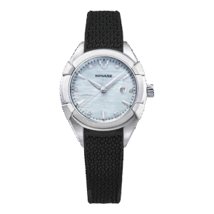 Minase Uruga 31mm black rubber ice blue dial