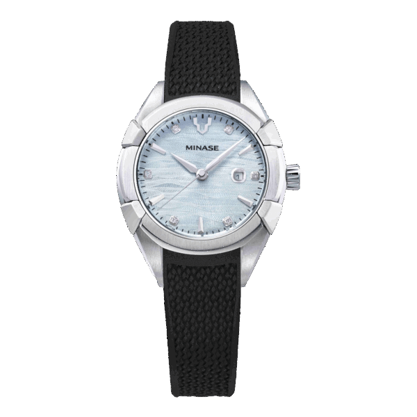 Minase Uruga 31mm black rubber ice blue dial