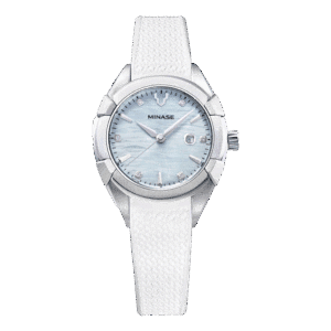 Minase Uruga 31mm white rubber ice blue dial