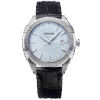 Minae Uruga 42mm black leather ice blue dial