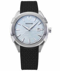 Minase Uruga 42mm black rubber ice blue dial