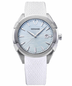 Minae Uruga 42mm white rubber ice blue dial